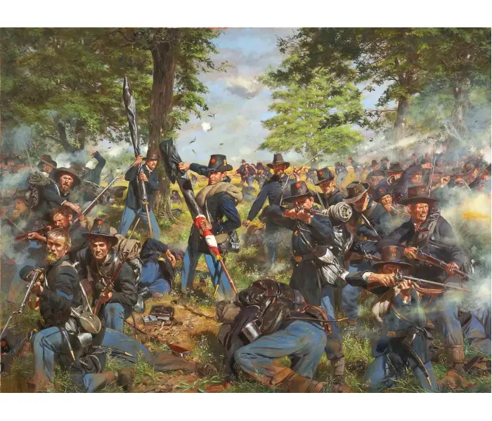 The Black Hats, 19th Indiana Regiment, Iron Brigade At Gettysburg, July 1, 1863 - Canvas Giclee